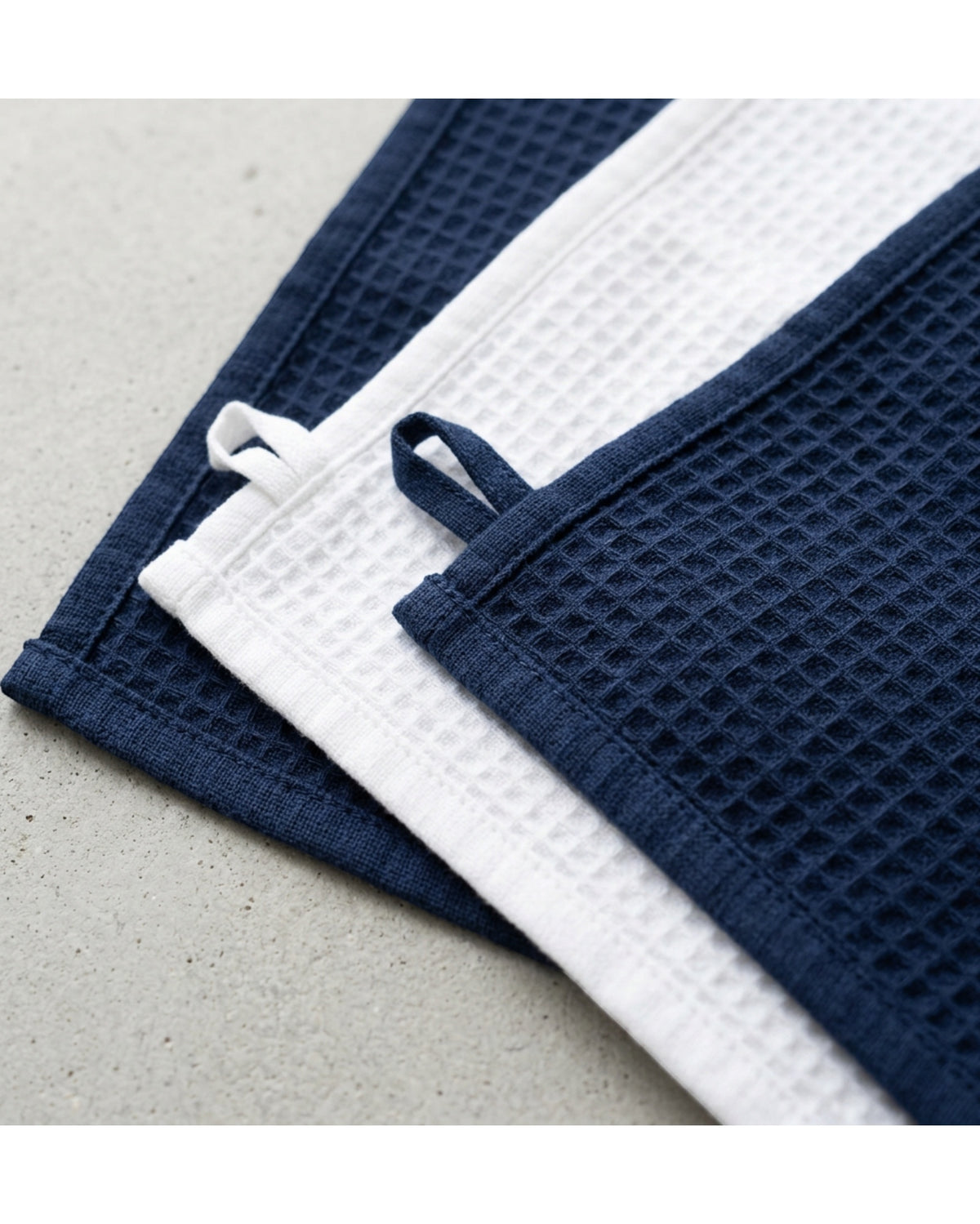 Viloe Cotton Waffle Dish Cloths Set of 4 35 x 35 cm Navy and White - Detail view