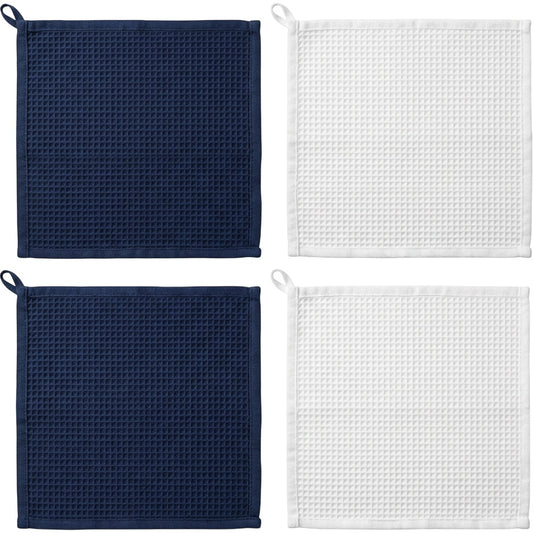 Viloe Cotton Waffle Dish Cloths Set of 4 35 x 35 cm Navy and White - Product view
