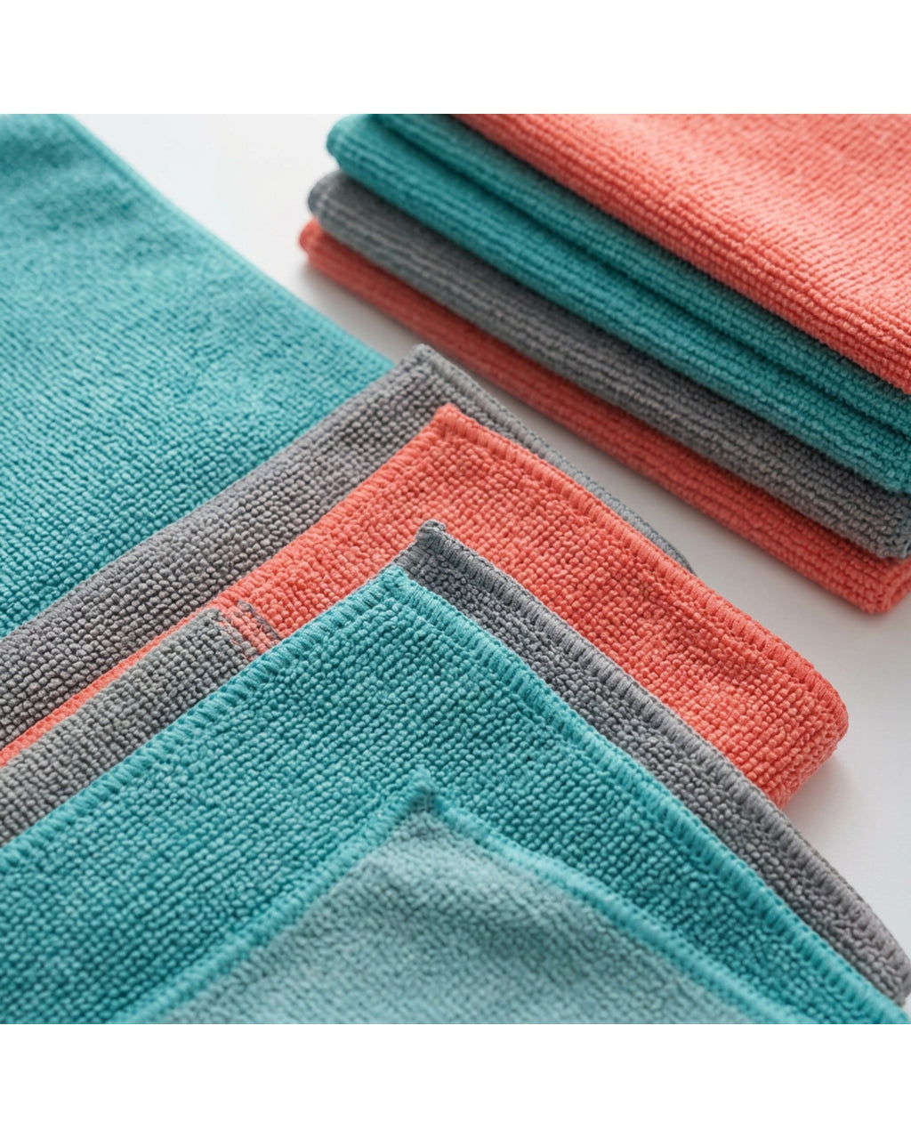 Viloe Microfiber Cleaning Cloths Set of 6 30 x 30 cm Teal Gray and Coral - Detail view