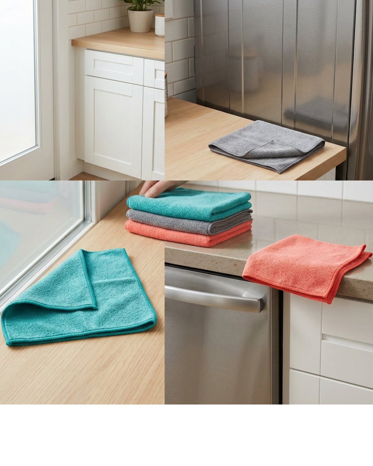Viloe Microfiber Cleaning Cloths Set of 6 30 x 30 cm Teal Gray and Coral - Lifestyle view