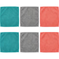 Viloe Microfiber Cleaning Cloths Set of 6 30 x 30 cm Teal Gray and Coral - Product view