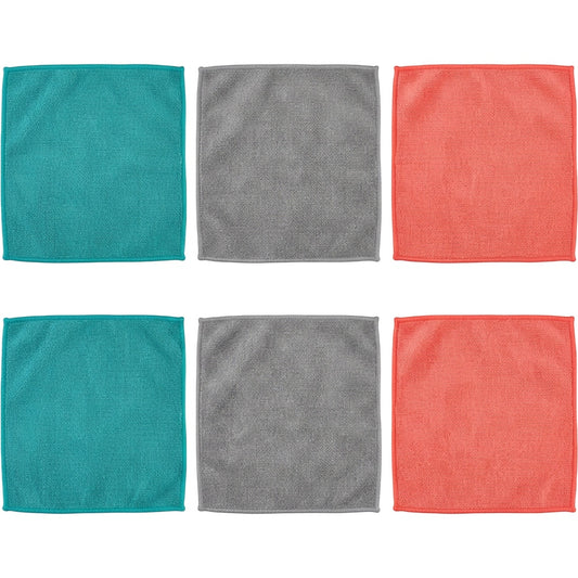Viloe Microfiber Cleaning Cloths Set of 6 30 x 30 cm Teal Gray and Coral - Product view